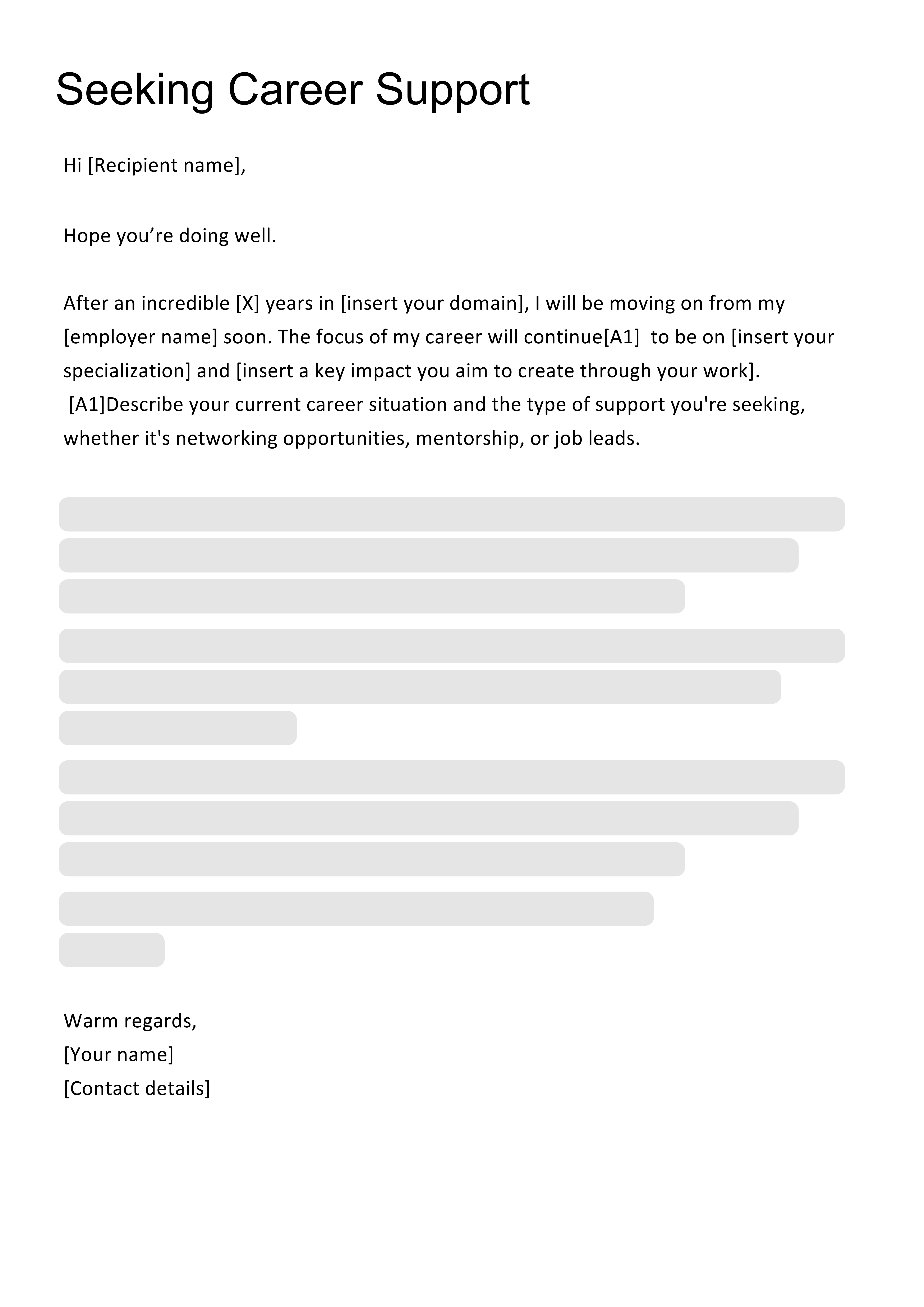 Seeking Career Support resume template preview - cold-outreach-templates professional template